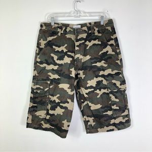 Journeys Cargo Shorts Mens 34 Camo 100% Cotton Streetwear Grunge Green Brown